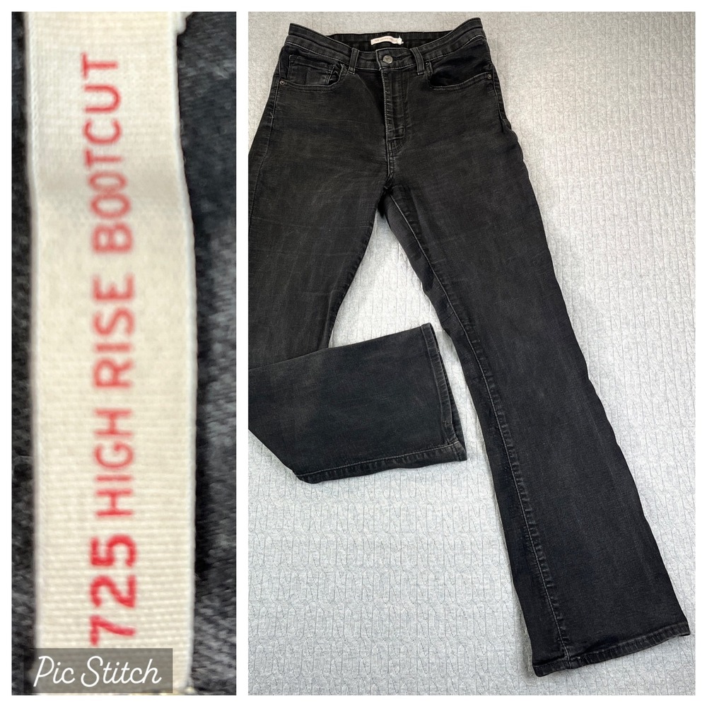 Bootcut Levi's 725 High Rise Dress Jeans Women 30X30 (26X30) Black‎ Wash